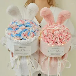 Fiori decorativi orecchie di peluche fatte a mano bouquet soap fiore artificiale graduazione rosa bouquet decorazioni per matrimoni insegnanti