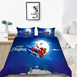 Conjuntos de cama 2/3pcs capa de edredon de Natal com colcha de fronhas Capas de colcha de santa Padrão de têxteis de Papai Noel