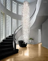 Lustres de lustres europeu de estilo de vidro soprado clássico puro puro pilar longo pilar para staircase lobby el villa casamento