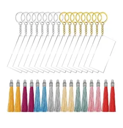 Keychains 64 Pieces Acrylic Keychain Blanks Song Key Chain Rectangle Tassels Set For DIY Projects And Crafts9003430