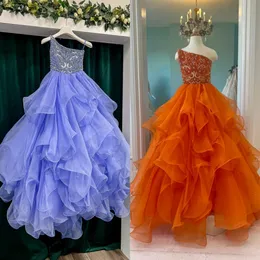 Periwinkle Girl Pageant Dress 2023 Crystals Ruffles Organza Ballgown Little Kidhing Birthda