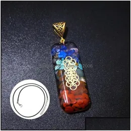 Colares de pingentes de colares pendentes Reiki cura lascas colorf chips stone chakra orgone resina de resina amet orgonite cristal carshop dh0tj