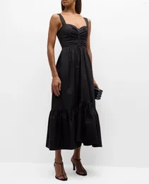 Повседневные платья Alc Summer 2024 Женщины черное платье хлопка.