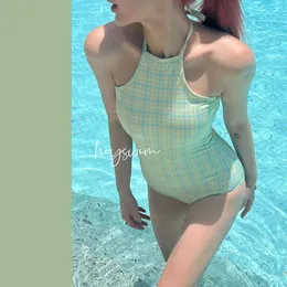 Kvinnors badkläder 2024 Instagram -stil enkel och sexig backless retro täckt magen bantar en bit baddräkt