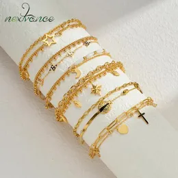 Link Bracelets Nextvance 2024 Trendy Gold Color Bead Chain Double Layer Stacking Stainless Steel For Women Girl Jewelry Gifts
