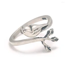 Clusterringe 925 Sterling Silber für Frauen Vintage Vogel öffnen verstellbare Schmuckanelli Donna