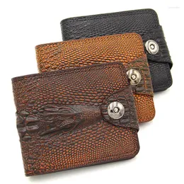 Aufbewahrungstaschen Herren Brieftasche Leder echte kurze Geldbörse Billetera Hombre Männer Brieftaschen Vintage Style Cartera Crocodile Alligato Portonne