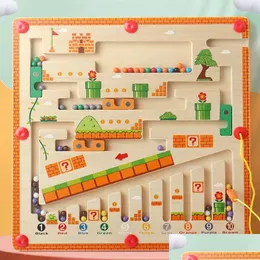Wanddekoration Kinder Holzmagnetfarbe und Zahlenlabyrinth Learning Education Spielzeug passen montessori Geschenk für Kinder 231117 Drop Delive otuc0