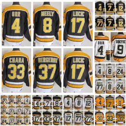 저렴한 레트로 하키 저지 37 Bergeron 12 Oates 9 Bucyk 17 Lucic 4 Orr 8 Neely 30 Thomas 33 Chara 77 Bourque 24 O'Reilly 7 Esposito 16 Sanderson 1924-1999 영화 스티치