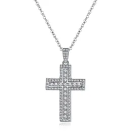 Designer Micro Inlaid Cross Pendant Necklace for Women Copper Plated AAA Zircon, Fashionable and Simple for Men and Women Daily Wearing Hip Hop Jewelry Free Shipping