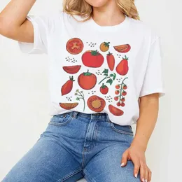 T-shirt maschile boho pomodoro tomato maglietta frutta maglietta grafica botanica t-shirt da giardino donne donne vegan cottagecore abiti t240510