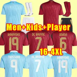 2024 2025 Maglie di calcio della squadra nazionale belga Hazard Courtois Lukaku Tielemans 24 25 Michy Batshuayi Kevin de Bruyne Kompany Fan versione 3xl 4xl