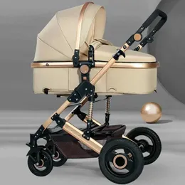 Strollers# New Baby Stroller 2 in 1/3 1 High Landscape Reclining Carriage Foldable Bassinet Puchair carriage H240514