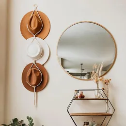 التماثيل الزخرفية Macrame Nordic Bohemia Cotton Cotton Rope Hanging Hat Organizer Display Rack Storage Cap Holder Tapestry Home Home