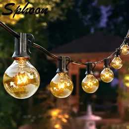 Sphoon 50ft Globe Patio Garland String Lights G40 7W glödlampan Anslutningsbar hängande jul för Backyard Porch 240514