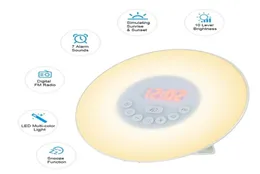 Cyfrowy budzik budzik obudź światła Lampa LED Elektroniczny zegar desperTador Sunrise Sunset Alarm drzemka drzemka