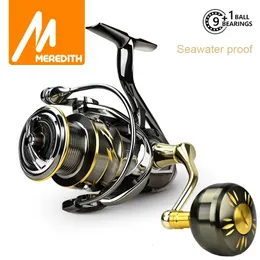 Meredith Ezgo Anti-Seawater Corrosion Treatment Spinning Fishing Reel 25 kg Max Carbon Washer Drag 91BB Saltvattenfiske tackling 240509