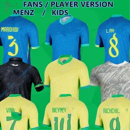 22 2023 2024 Brasilien Fußballtrikots L.Paqueta Neymar Vini Jr.23 P.Coutinho Richarlison Fußballhemd G.Jesus T. Silva Bruno G. Pele Casemiro Männer Frauen Kinder Sets Jersey