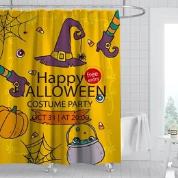 Cortinas de chuveiro padrão de halloween cortina à prova d'água anti -mancha blecaute de mancha em casa