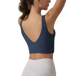 Lu Sport Bra Lemon LL 2024 Sexy Women Deep V Back Sports Shock Aorti di palestra Yoga FIESS reggiseno Tops Allenamento abiti da allenamento da donna