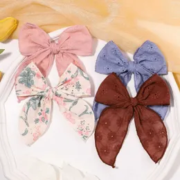 Saç Aksesuarları 1 PCS Tatlı Nakış Baskı El Yapımı Yaylar Saç Klipler Bebek Kızlar Bowknot Saç Sınırı Barrette Meapwear Çocuk Saç Aksesuarları Toptan