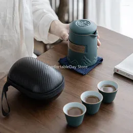 Teaware Sets Retro Mug Tea Set Portable One Pot Three Cups Teapot Cup Customized Travel Flower Designer Vintage