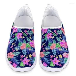 Sapatos casuais enfermagem para mulheres Havaí mocassins de flor tropical Mulher Slip On Flats Mesh Sneakers Summer Ladies Sport 2024