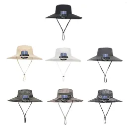 Berets Fan Cooling Hat Lightweight Rechargeable Wide Brim Sun Cowboy Hats For Outdoor Activities Travel Men And Women Summer Sports