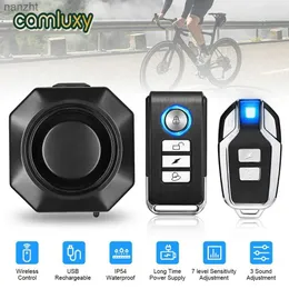 アラームシステムCamluxy Wireless USB充電防水自転車アラームリモートコントロール振動検出器アラームオートバイバーグラーアラームWX