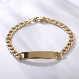 Bracciale di barra vuoto personalizzato Bracciale a catena cubana in oro adatto per gioielli con incisione laser
