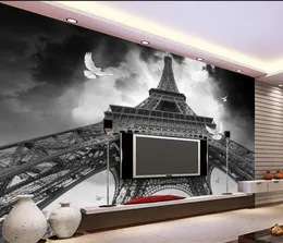 Sfondi Torre Torre Pigeon TV Backdrop Solto in bianco e nero MODERNO MODERNO SCALO Stereoscopico 3D
