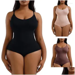Kvinnors formare kvinnor kvinnor spaghetti rem body shaper sömlös bantning bodysuit topp forma bifter bifter mage-kontroll camisole hopp dhcyu