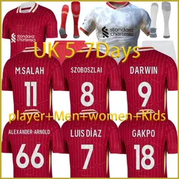 Salah 2024 The Redsmohamed Darwin Season Soccer Jerseys Red Fan Player 24 25 Koszulki piłkarskie Męs