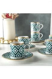 Koppar tefat fantastiska turkiska grekiska arabiska kaffe espresso cup set harmony nova grön 6 personlig