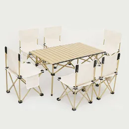 Designer campingbord och stol utomhus fällbar vikbar pall Portable Self Driving Travel Camping Picnic Table Set Multifunktionella bord och stolar