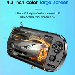 Mini Portable 4,3-Zoll-Bildschirm Videospielkonsole Unterstützung Kamera für PSP 128-Bit integriert 10000 Classic Games X1 Gamepad 240509