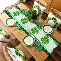 Maty stołowe St Patrick's Day Day Decoration Irish Green Clover Pattern Party Long Flag