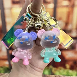 Chaveon Jelly Jelly Starry Bear Keychain, requintado e elegante carros -pingente, pingente de bolsa de casal fofa