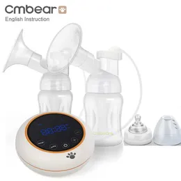 Breastpumps Newly upgraded Cmbear dual/single electric breast pump power suction silent feeding baby USB with LED Q240514