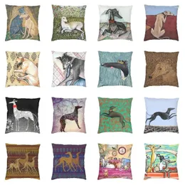 Kudde lyxig gustav klimt Greyhound Dog Art Cover Whippet SihThound Fall för soffa bil Square Pillowcover dekoration