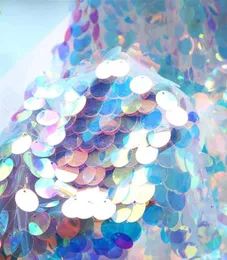Tovaglia sinfonia iridescente 100x130 cm con goccia d'acqua in scala di pesce di paillettes glitter per la decorazione della festa di compleanno della sirena di nozze S5032624