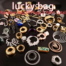 Vanku Body Piercing Lucky Lot Random Bag Earplugs på totalt 5 par inklusive 1 par öronvikter och 4 par öronmätare/pluggar/stenar 240430