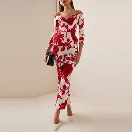 Женские штаны с двумя частями Odoodem Fashion Fashion Off Plouds Floral Print 3/4 рукав 3D розовая вершина
