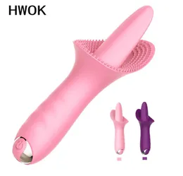 Hwok lunge lick dildo вибраторы для женщин пероральный массаж G точечный клитор взрослый секс -стимулятор эротический мастурбатор Y197951120