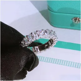 Полосы колец роскоши Desingers Ring Simples Design Sense Sendling Sier Ladies Classic Six Claw Diamond RNG Simple Birthday Derp Del Dhdvj