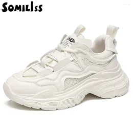 Scarpe casual somatine somitine sneaker grossi sneaker mash pachwork piattaforma rotonda piattaforma sneaker da sneaker da donna piatta traspirante