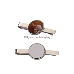 Tie Clips Tie Clips Fashion Diy Sublimation Blank Designer Accessory Round Shape Copper Jewelry For Man Business Sier Clip Fathers Day Dhwzr