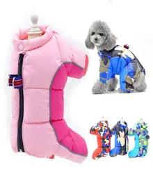 Зимняя собачья одежда Водонепроницаемые комбинезоны собак для маленьких собак Супер теплый мягкий щенок снежный костюм с полным животом