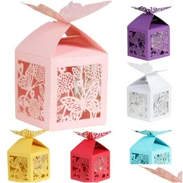 Geschenkverpackung 50pcs Fashion Butterfly Candy Box Bags Verpackung Pralinen für Hochzeit Mariage Babyparty Geburtstagsfeier Vorstände DHM1Y