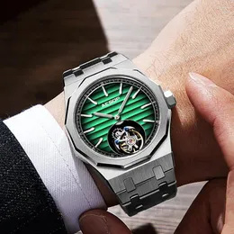 손목 시계 AESOP 럭셔리 남성 투르 빌론 손목 시계 그라디언트 중공 다이얼 시계 슈퍼 사파이어 남성 매뉴얼 와인딩 기계적 시계